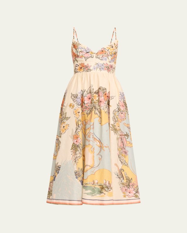 Tallow Nautical Map Tucked Bodice Dress